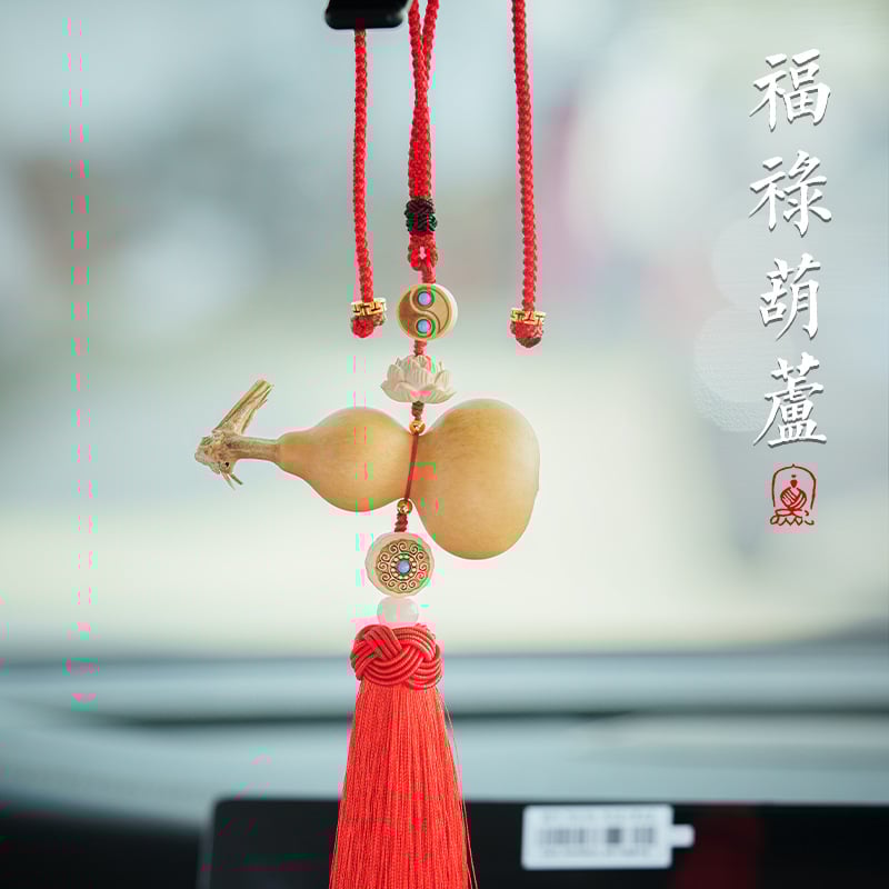 Baifujiang дървен автомобилен висулка за огледало за обратно виждане – ретро стил, мотив лотос