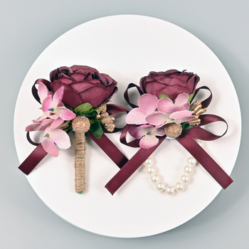 Aidouka Изкуствена роза корсаж за сватба – брачна броша с лепилен дизайн, плат, стил китайски