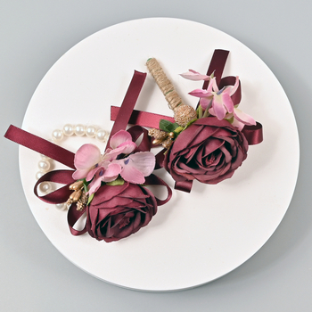 Aidouka Изкуствена роза корсаж за сватба – брачна броша с лепилен дизайн, плат, стил китайски