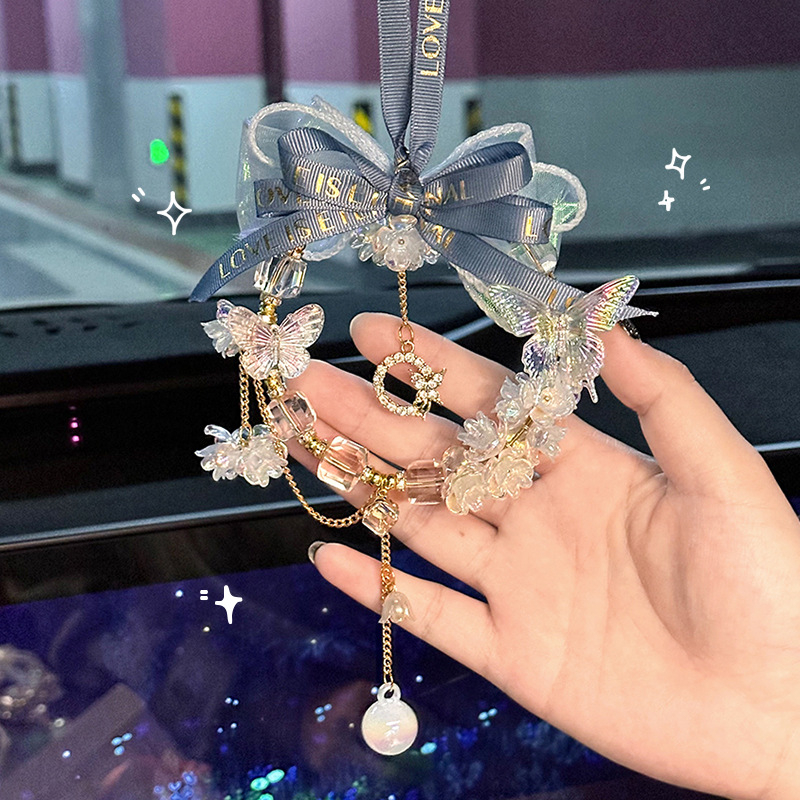 Автомобилна пеперудена висулка за интериор, модерен стил, кристален материал (Марка: Blue Rain; Материал: Кристал; Стил: Модерен; Функция: Интериорна декорация)