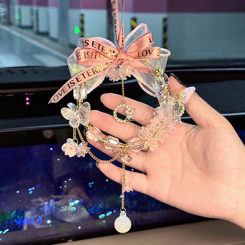 Автомобилна пеперудена висулка за интериор, модерен стил, кристален материал (Марка: Blue Rain; Материал: Кристал; Стил: Модерен; Функция: Интериорна декорация)