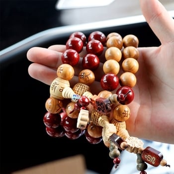 Автомобилно окачване с мъниста от прасковено дърво, ретро стил, интериорен декор, персонализируемо