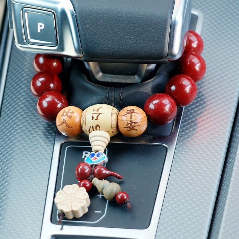 Автомобилно окачване с мъниста от прасковено дърво, ретро стил, интериорен декор, персонализируемо