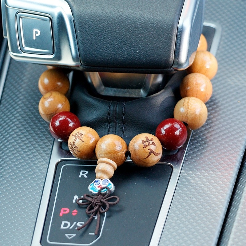 Автомобилно окачване с мъниста от прасковено дърво, ретро стил, интериорен декор, персонализируемо