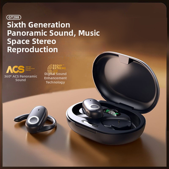 Bezpārdomas ausu uzlikas ausiņas – Bluetooth 5.3, vairāk nekā 8 stundu darbības laiks, IPX5 ūdensdrošums, digitālais displejs, darbības diapazons 10 m