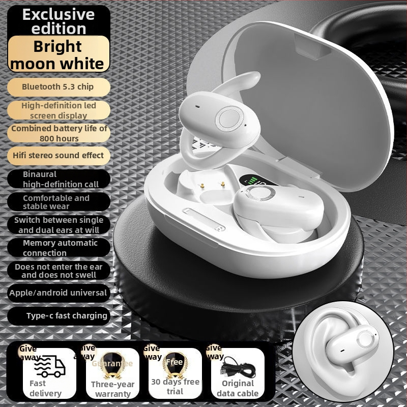 Bezpārdomas ausu uzlikas ausiņas – Bluetooth 5.3, vairāk nekā 8 stundu darbības laiks, IPX5 ūdensdrošums, digitālais displejs, darbības diapazons 10 m