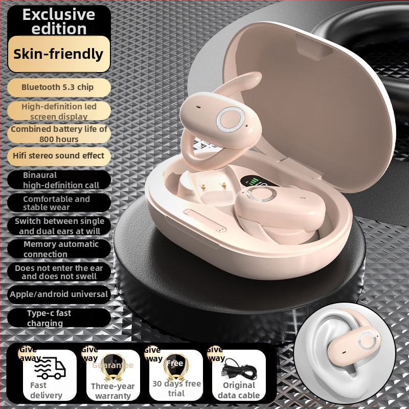 Bezpārdomas ausu uzlikas ausiņas – Bluetooth 5.3, vairāk nekā 8 stundu darbības laiks, IPX5 ūdensdrošums, digitālais displejs, darbības diapazons 10 m