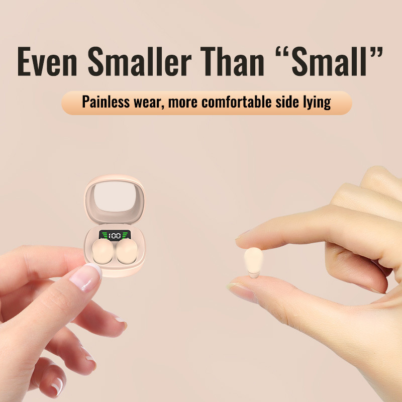Bezdrôtové mini slúchadlá na spanie, in-ear dizajn, Bluetooth 5.0, dosah 15 m, IPX6 vodotesné, výdrž batérie až 4 hodiny
