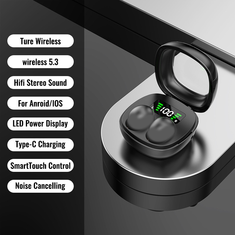 Bezdrôtové mini slúchadlá na spanie, in-ear dizajn, Bluetooth 5.0, dosah 15 m, IPX6 vodotesné, výdrž batérie až 4 hodiny
