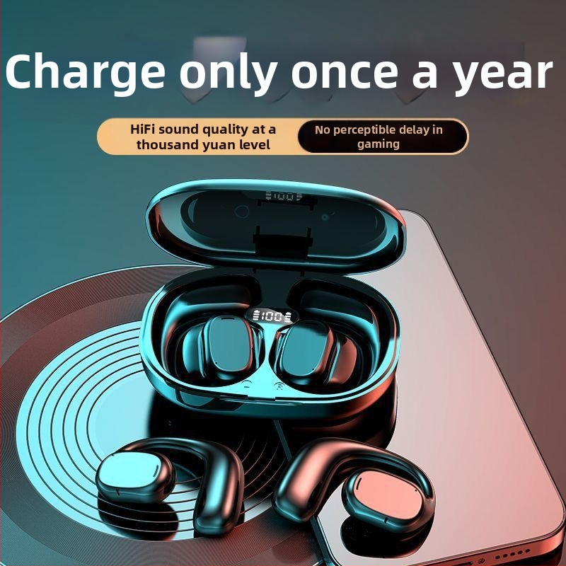 Headset Bluetooth wireless in-ear cu cârlig pentru ureche, IPX5, autonomie peste 8 ore, Bluetooth 5.4, control vocal