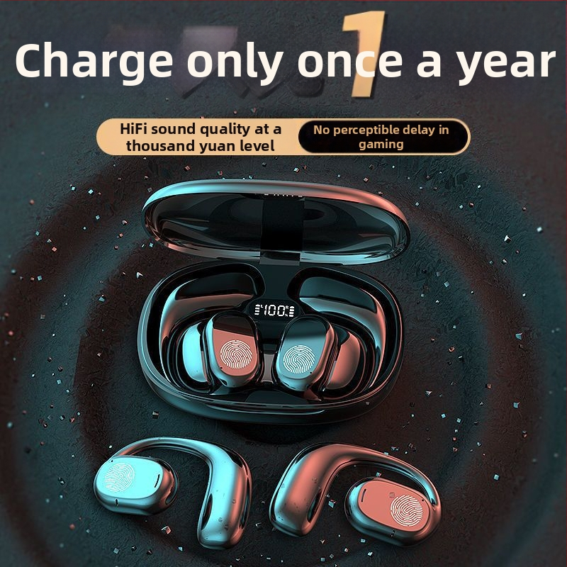 Headset Bluetooth wireless in-ear cu cârlig pentru ureche, IPX5, autonomie peste 8 ore, Bluetooth 5.4, control vocal