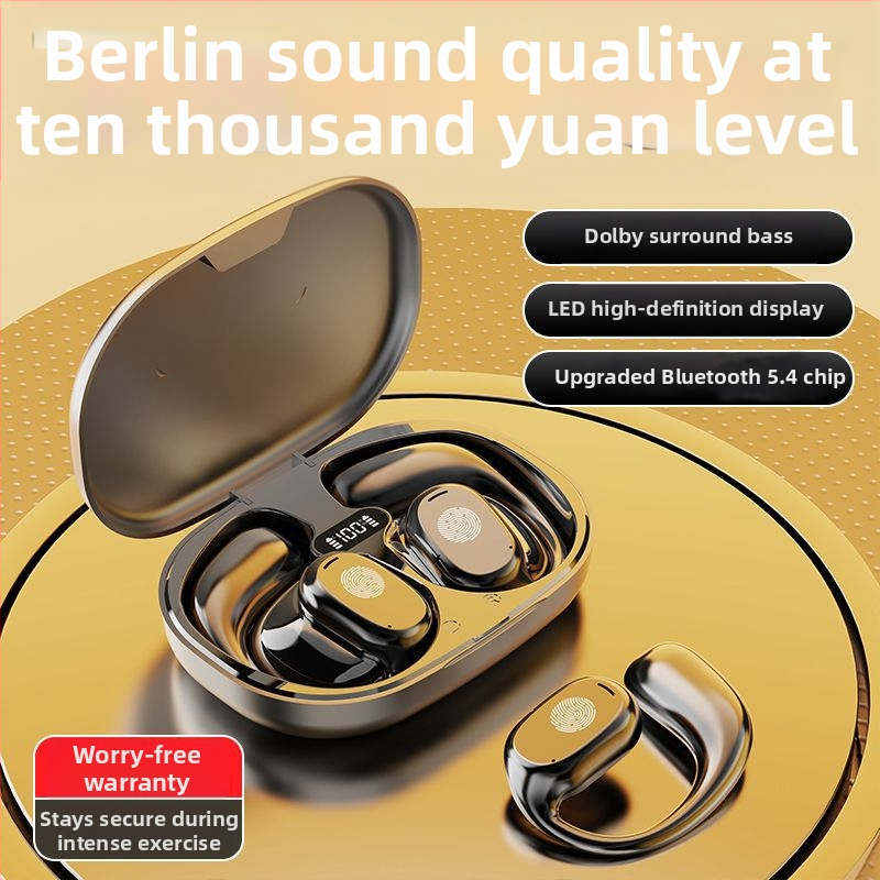 Headset Bluetooth wireless in-ear cu cârlig pentru ureche, IPX5, autonomie peste 8 ore, Bluetooth 5.4, control vocal