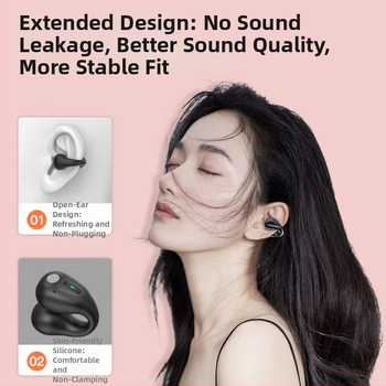 Căști Bluetooth cu clips pentru ureche, wireless, non-in-ear, rază 15 m, Bluetooth 5.3, latență redusă pentru esports, autonomie 4–8 h, IPX4