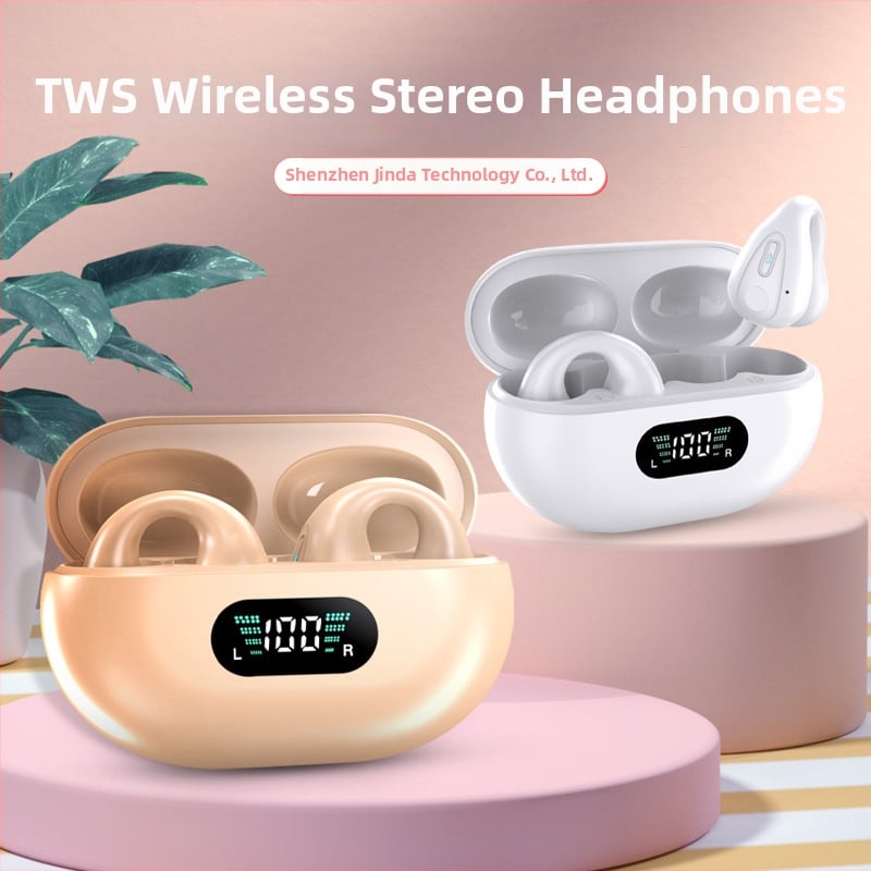 Căști Bluetooth cu clips pentru ureche, wireless, non-in-ear, rază 15 m, Bluetooth 5.3, latență redusă pentru esports, autonomie 4–8 h, IPX4