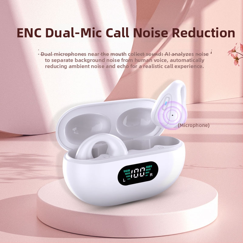 Căști Bluetooth cu clips pentru ureche, wireless, non-in-ear, rază 15 m, Bluetooth 5.3, latență redusă pentru esports, autonomie 4–8 h, IPX4