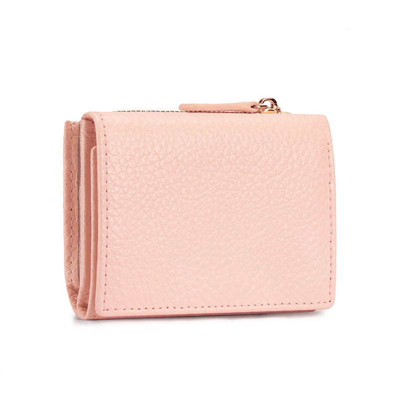 Ženski novčanik od prave kože s RFID zaštitom, trodijelni dizajn, džep za novčiće sa zatvaračem, ultra lagan, koža prvog sloja