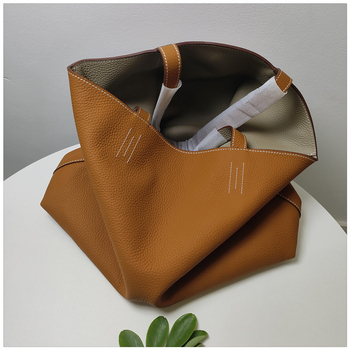 Geantă tote JWN din piele de vită de prim strat, căptușeală din piele naturală, siluetă verticală pătrată, capacitate mare