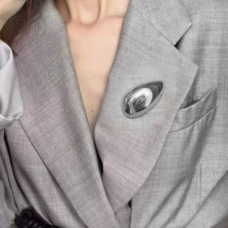 Broșă din aliaj, formă de picătură, electroplacare, memorie și decorare, unisex