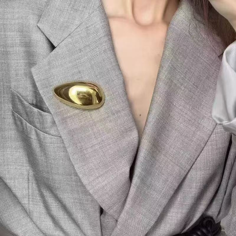 Broșă din aliaj, formă de picătură, electroplacare, memorie și decorare, unisex