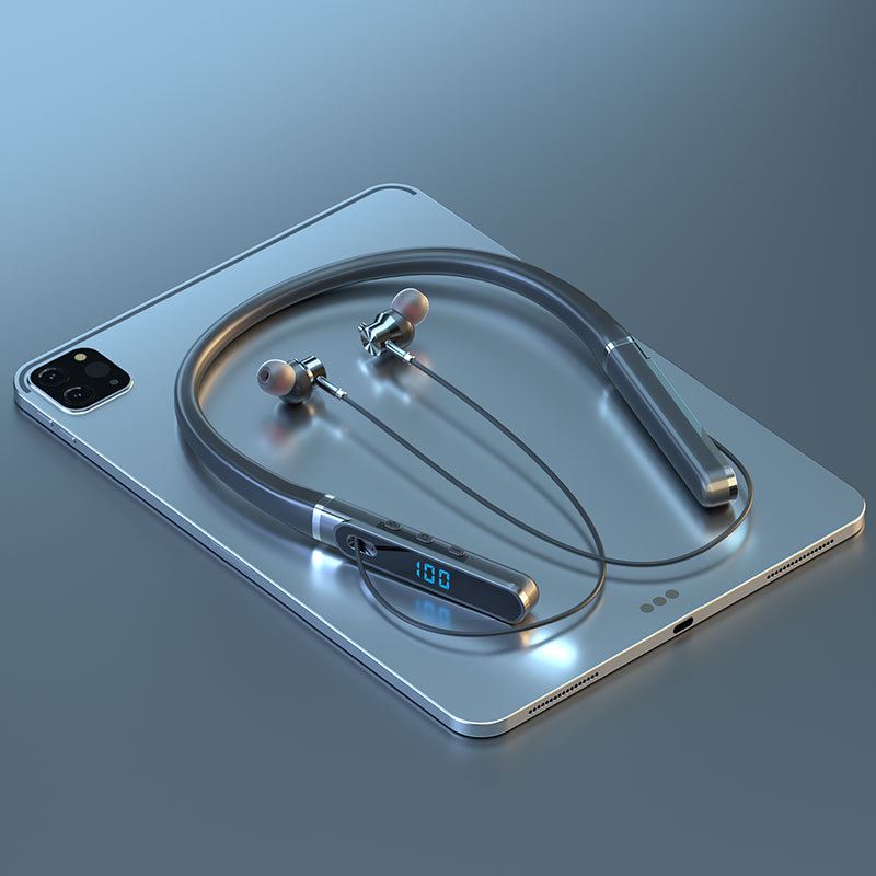 Căști Bluetooth fără fir cu bandă la gât - design cu bandă pentru gât (Bluetooth 5.4; IPX7; autonomie >8h; rază 15m)