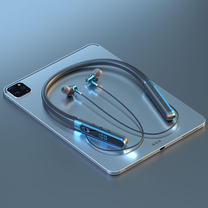 Căști Bluetooth fără fir cu bandă la gât - design cu bandă pentru gât (Bluetooth 5.4; IPX7; autonomie >8h; rază 15m)