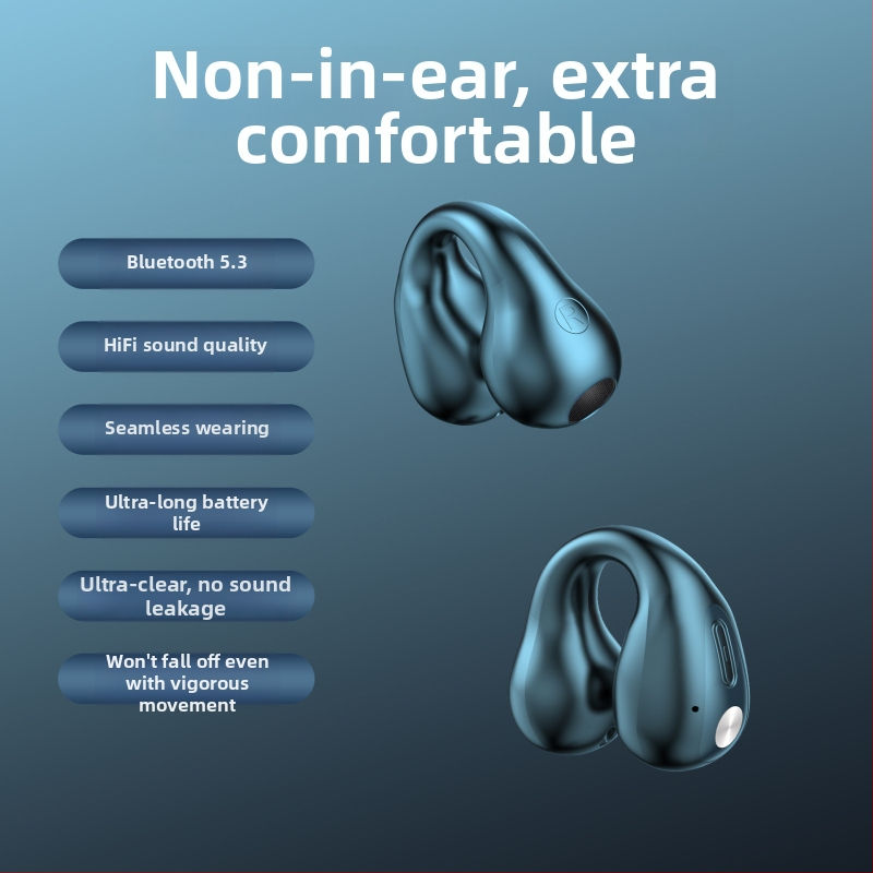 Klipové bezdrôtové Bluetooth slúchadlá, Bluetooth 5.3, dosah 10 m, 4–8 h výdrž batérie, stereo