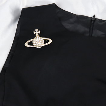 Saturn broš s dijamantima – legura, ženski retro stil, zvjezdani motiv, dekorativna broš