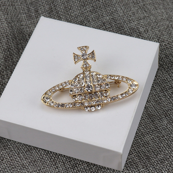 Saturn broš s dijamantima – legura, ženski retro stil, zvjezdani motiv, dekorativna broš