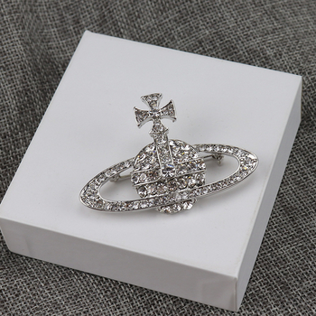 Saturn broš s dijamantima – legura, ženski retro stil, zvjezdani motiv, dekorativna broš