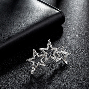 Broșă pentru rever din aliaj, stea cu cristale, unisex, decorativ, tratată cu diamant