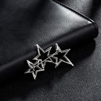 Broșă pentru rever din aliaj, stea cu cristale, unisex, decorativ, tratată cu diamant