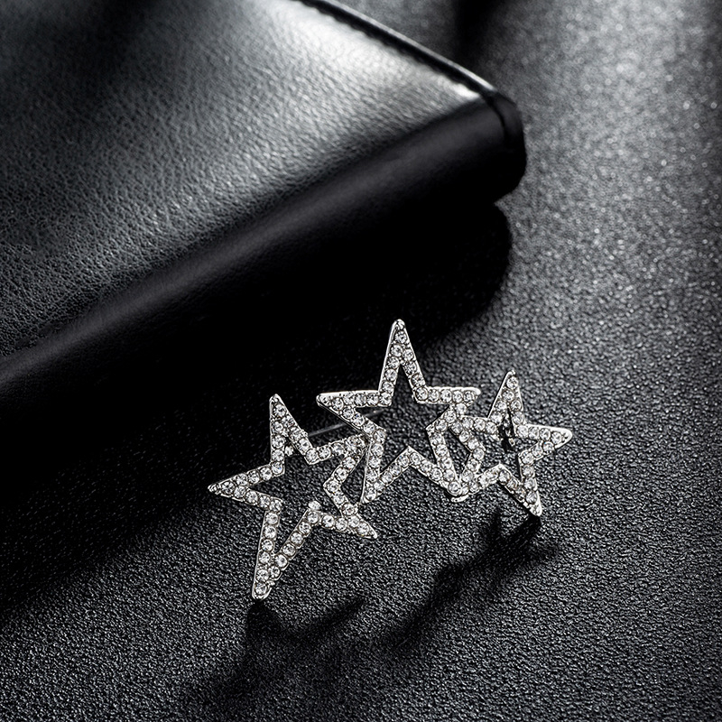 Broșă pentru rever din aliaj, stea cu cristale, unisex, decorativ, tratată cu diamant