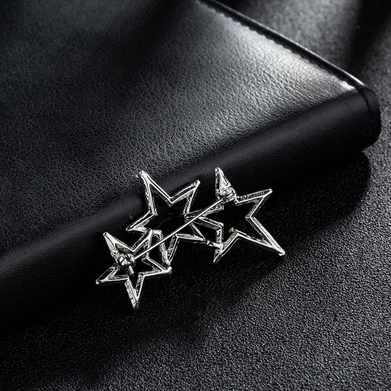 Broșă pentru rever din aliaj, stea cu cristale, unisex, decorativ, tratată cu diamant