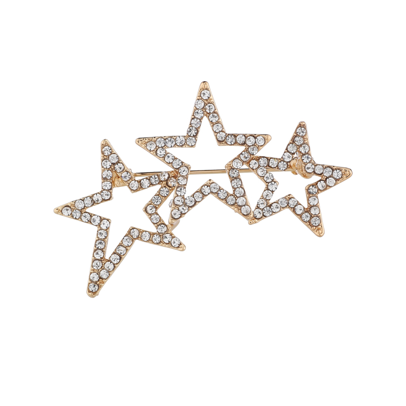 Broșă pentru rever din aliaj, stea cu cristale, unisex, decorativ, tratată cu diamant