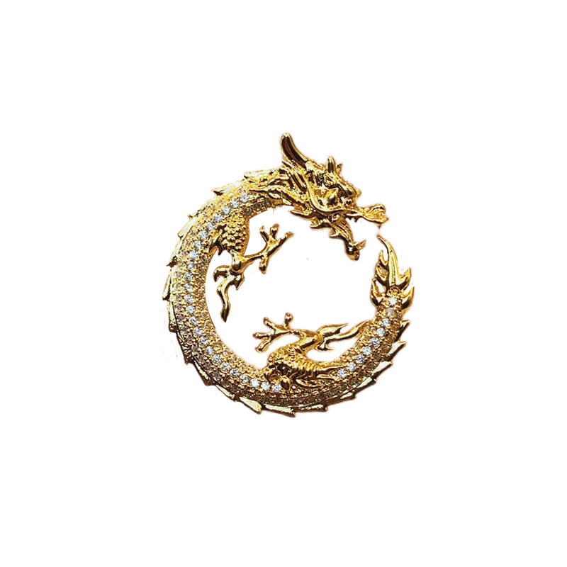Broš drakon zodijak, bakar, elektroplatirano, unisex, kineski retro stil