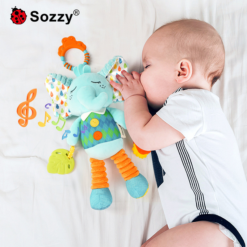 Sozzy újszülött babakocsi függő plüss játék – megnyugtató, támogatja fejlődést (érzelem, látás, kéz-szem koordináció), 0-3 évesek számára