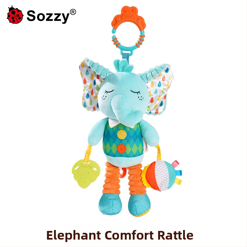Sozzy naujagimio vežimėlio pakabintas pūkuotas žaislas – raminantis, skatina vystymąsi (emocijos, rega, rankos-akių koordinacija), 0-3 metų