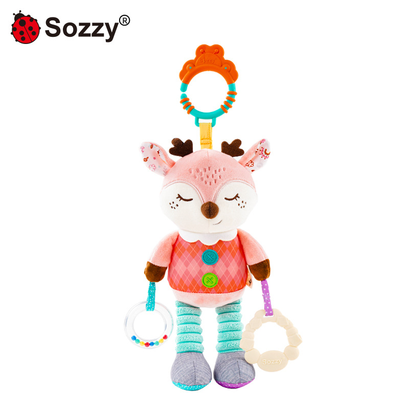 Sozzy újszülött babakocsi függő plüss játék – megnyugtató, támogatja fejlődést (érzelem, látás, kéz-szem koordináció), 0-3 évesek számára