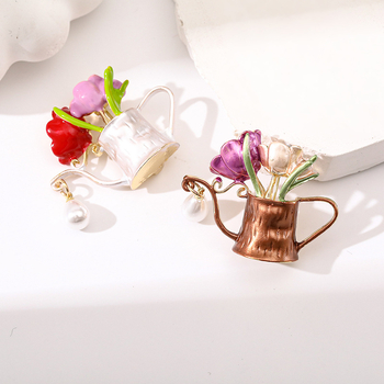 Broš s cvjetnim motivom, zinkova legura, završna obrada kapljičnog ulja, unisex, dvostruka uporaba