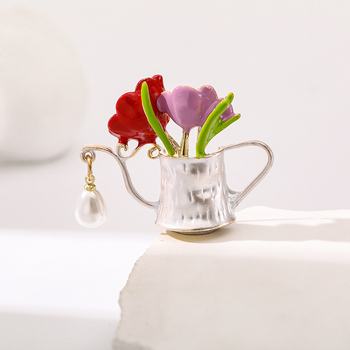 Broš s cvjetnim motivom, zinkova legura, završna obrada kapljičnog ulja, unisex, dvostruka uporaba