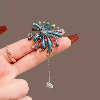 Broš od legure, geometrijski oblik, motiv vatrometa s resicama, elektroplatirano završetak, unisex dodatak