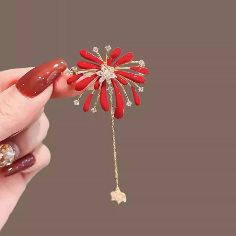 Broš od legure, geometrijski oblik, motiv vatrometa s resicama, elektroplatirano završetak, unisex dodatak