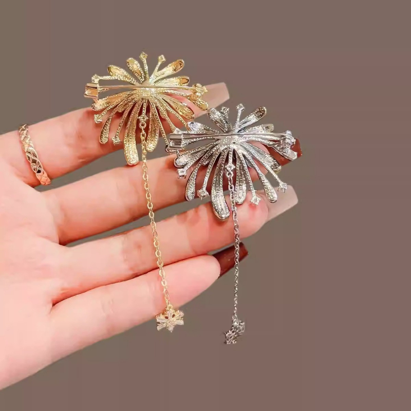 Broš od legure, geometrijski oblik, motiv vatrometa s resicama, elektroplatirano završetak, unisex dodatak