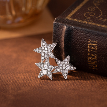 Broš s petokrakom zvijezdom za unisex sako – vintage stil, literarno retro, cinkova zliatina, elektroplatiranje, ljeto 2024