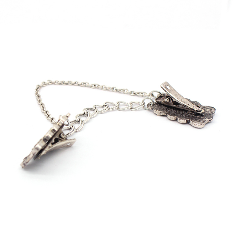 Ötvözetből készült gallérkapocs virágfaragásos dizájnnal, retro stílusú, uniszex, elektroplattált felület