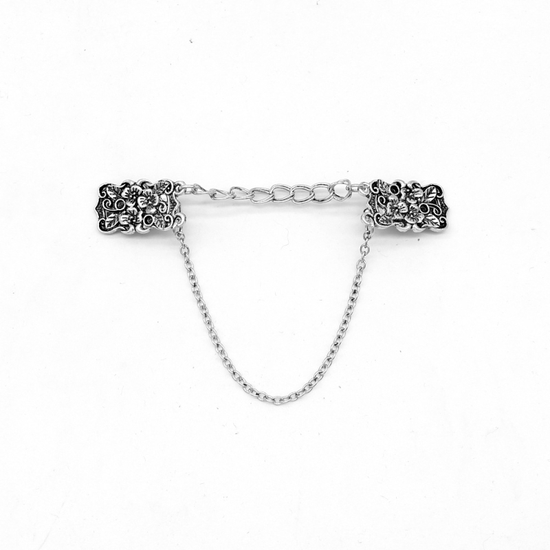 Ötvözetből készült gallérkapocs virágfaragásos dizájnnal, retro stílusú, uniszex, elektroplattált felület