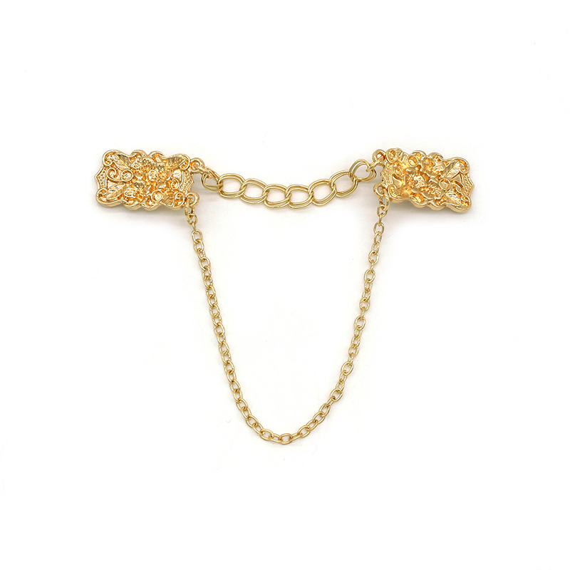 Ötvözetből készült gallérkapocs virágfaragásos dizájnnal, retro stílusú, uniszex, elektroplattált felület