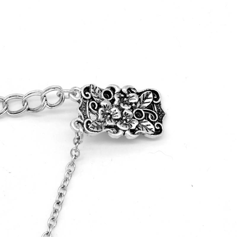 Ötvözetből készült gallérkapocs virágfaragásos dizájnnal, retro stílusú, uniszex, elektroplattált felület