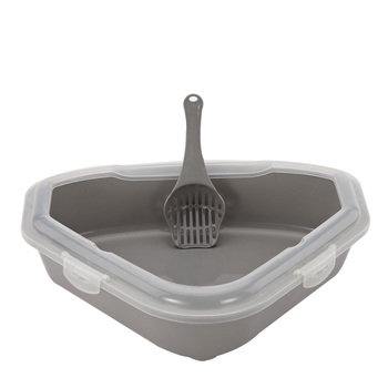 Κουτί αμμολόγου γάτας με τριγωνικό ημι-κλειστό σχέδιο, αντί-πιτσιλίσεων, σύστημα ελέγχου οσμών, περιλαμβάνει κουτάλι, ABS πλαστικό