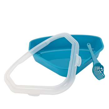 Κουτί αμμολόγου γάτας με τριγωνικό ημι-κλειστό σχέδιο, αντί-πιτσιλίσεων, σύστημα ελέγχου οσμών, περιλαμβάνει κουτάλι, ABS πλαστικό